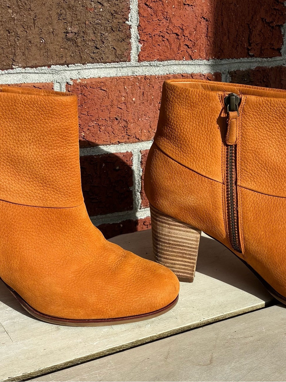 Cole Haan Orange Suede Side-Zip Ankle Booties